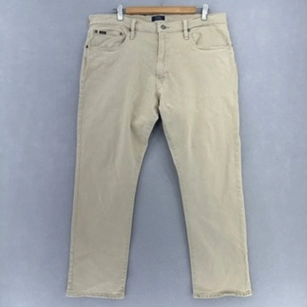 Polo Ralph Lauren Hampton Relaxed Straight Jeans Mens 36x30 (28) Tan Khaki Denim - Picture 2 of 9